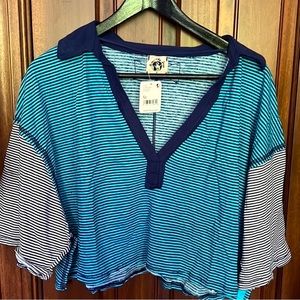 NWT Free People On A Boat Boxy Crop Polo